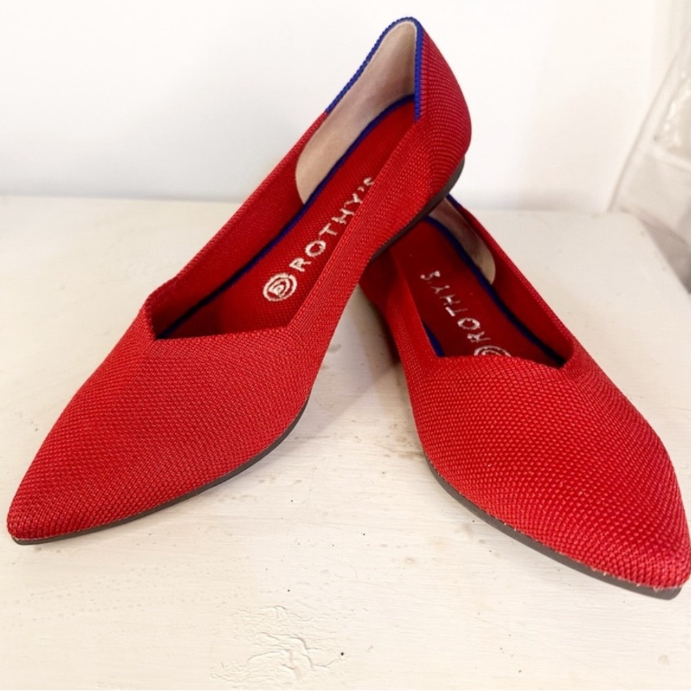 Rothy”S Flame Red Points Pointed Toe Flats Women’… - image 8